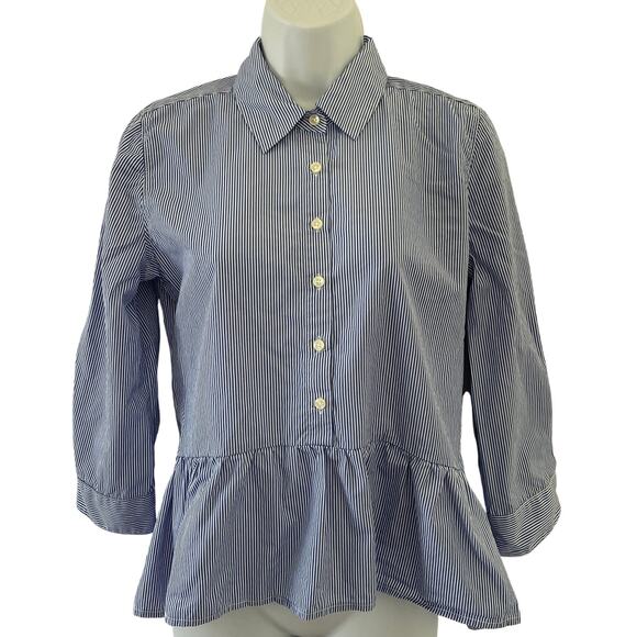 Birds of Paradis by Trovata Tops - Trovata Birds of Paradis Shirt Womens Extra Small Button Front Peplum Striped